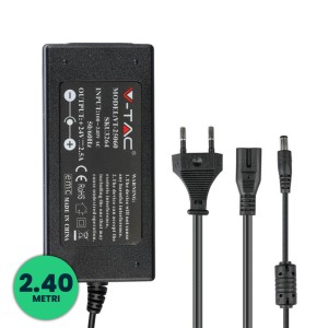 Plastic Power Supply 60W 24V 2.5A Plug and Play with 2.1 Jack Black Color 2.4m Cable IP44