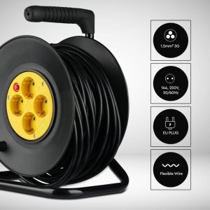 V-TAC VT-6003 Prolunga avvolgicavo 25 m con 4 prese Schuko - foto 2