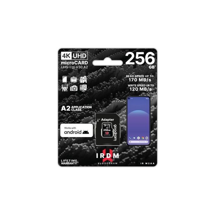 microSD IRDM by GoodRAM 256GB UHS I U3 A2 + adapter microSD IRDM by GoodRAM 256GB UHS I U3 A2 + adapter