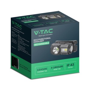 Torcia LED Frontale Ricaricabile USB-C 3W 190lm IP43 con Cintura in Silicone V-TAC VT-9902 - foto 12