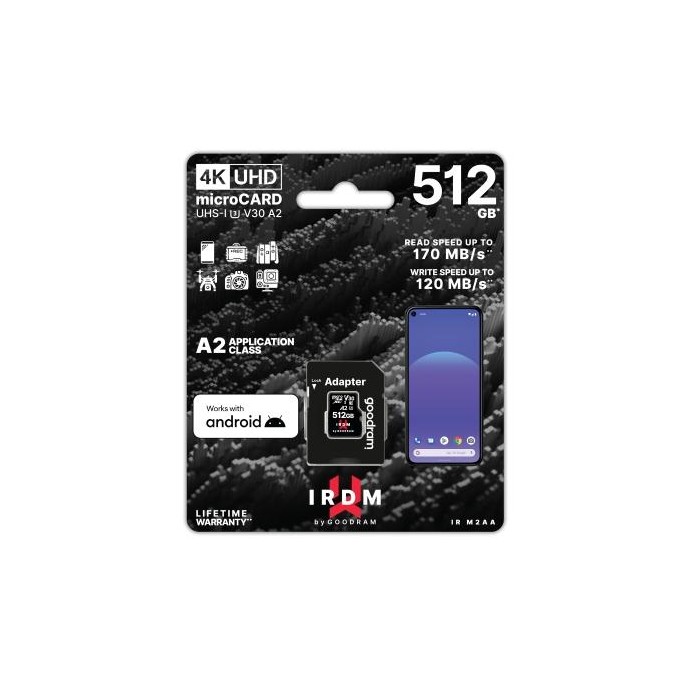 microSD IRDM by GoodRAM 512GB UHS I U3 A2 + adapter microSD IRDM by GoodRAM 512GB UHS I U3 A2 + adapter