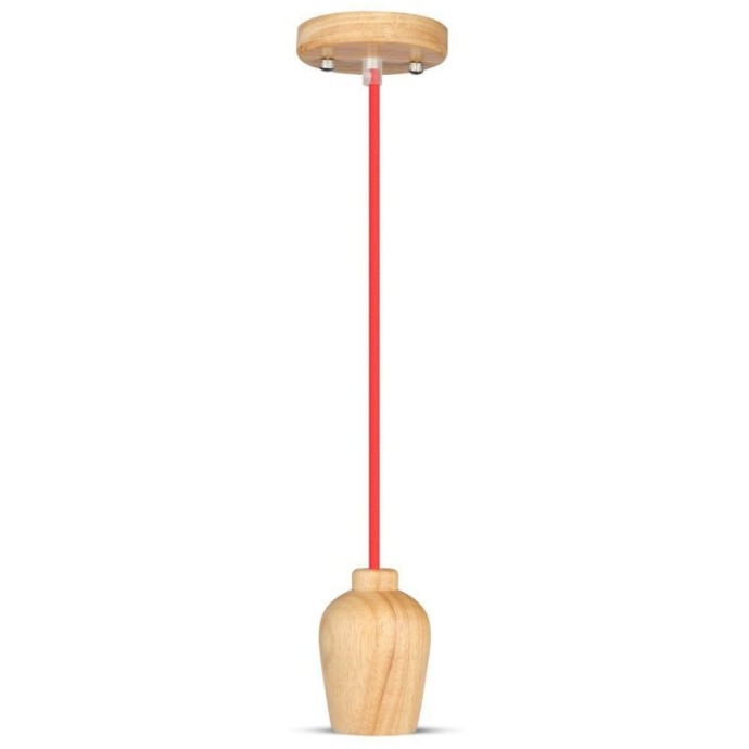 Wooden Pendant Light Red Wire