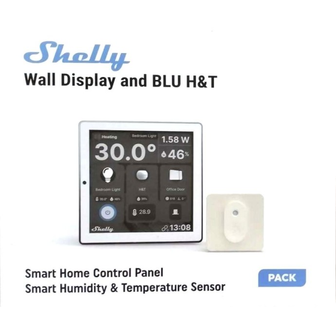 Shelly Wall Display + Sensore H&T - Pannello con Display touch Bianco Shelly Wall Display + Sensore H&T - Pannello con Display touch Bianco