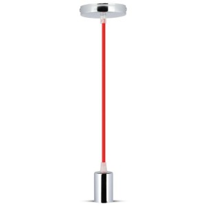 Chrome Metal Cup Pendant Light Red