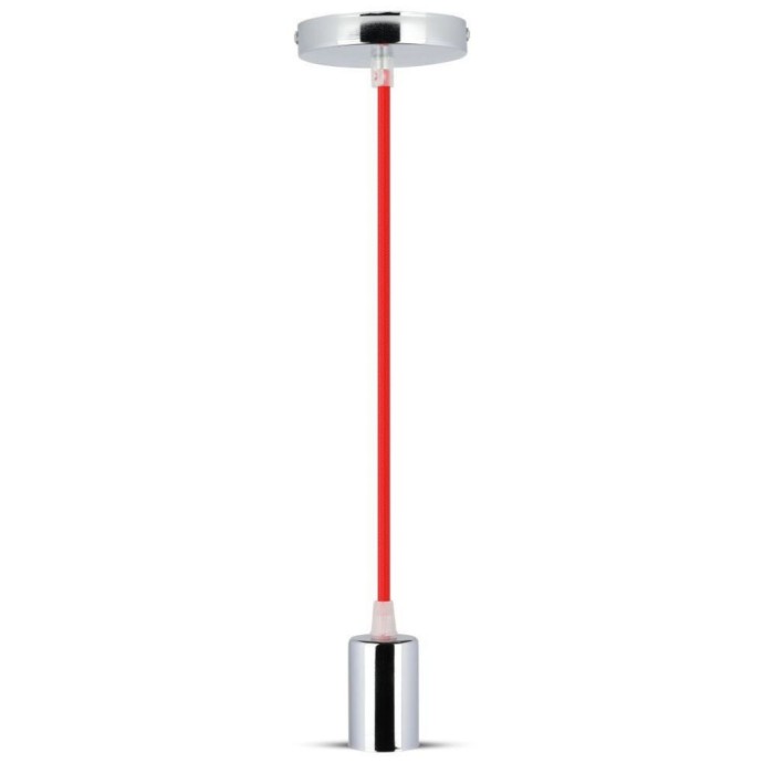 Chrome Metal Cup Pendant Light Red
