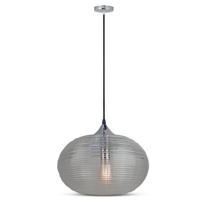 Pendant Light Diamond Cut Black Glass Transparent D:350mm