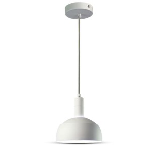 Plastic Pendant Lamp Holder E14 with Slide Aluminum Shade White