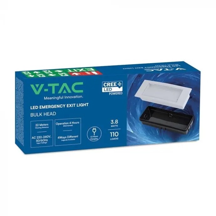 V-TAC PRO VT-511 Lampada LED di Emergenza CREE 1,2 W 6000 K IP40