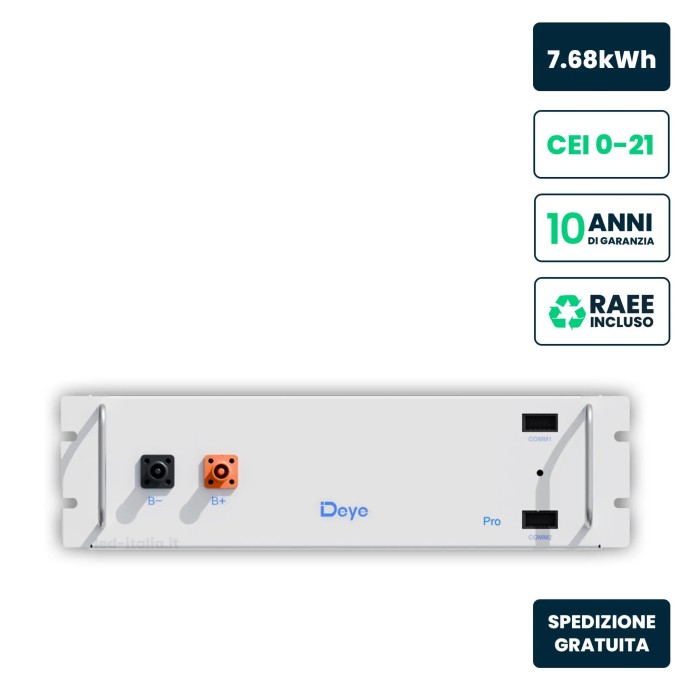 Deye V-TAC Batteria Rack HV LFP 7,68 kWh 38,4 V 200 Ah Bianca