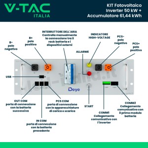 Deye Armadio di accumulo HV V-TAC 61,44 kWh LFP IP55 Bianco - foto 3