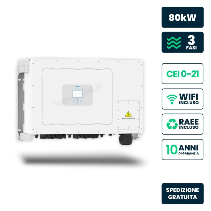 Deye SUN-80K-G03 Inverter fotovoltaico trifase 80 kW, 4 MPPT