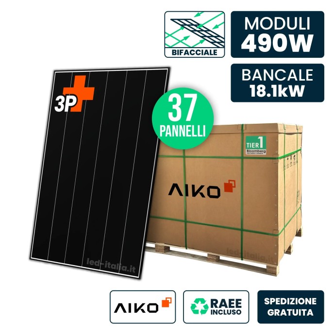 V-TAC Bancale 18 kW con 37 pannelli solari AIKO 490 W