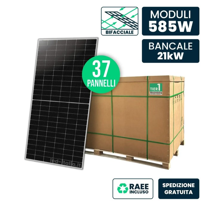 V-TAC Bancale 37 Pannelli Solari 585W N-Type TOPCon Bifacciali