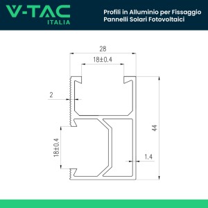 V-TAC Profili Argento 2 m per Pannelli Solari, 4 Pezzi - foto 4