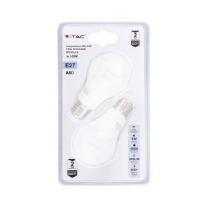 LED Bulb - 9W E27 A60 Thermoplastic 3Step Dimming 4000K (Blister 2 Pezzi)