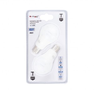 LED Bulb - 9W E27 A60 Thermoplastic 3Step Dimming 6400K (Blister 2 Pezzi)