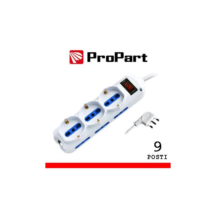 Multipresa 9pos bipasso + bipasso/schuko spina10A + int nera Multipresa 9pos bipasso + bipasso/schuko spina10A + int nera