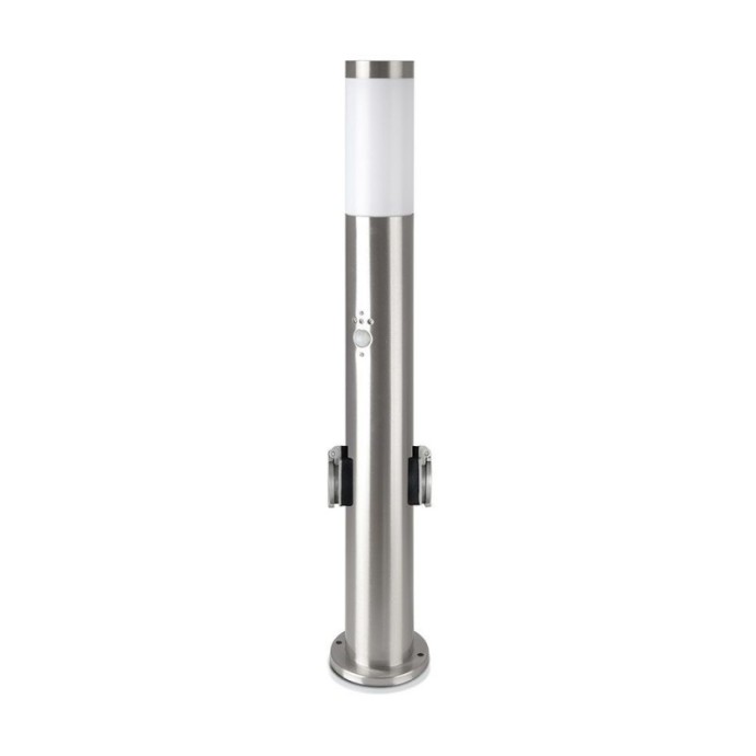 E27 Bollard Lamp 60cm PIR Sensor with 2 EU Plug Sockets Stainless Steel Satin Nickel IP44 E27 Bollard Lamp 60cm PIR Sensor with 2 EU Plug Sockets Stainless Steel Satin Nickel IP44