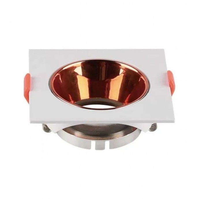GU10 Fitting Square White Frame + Rose Gold Reflector GU10 Fitting Square White Frame + Rose Gold Reflector