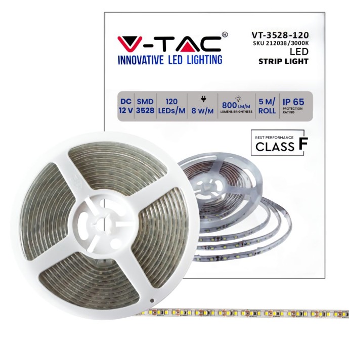 LED Strip SMD3528 120 LEDs 3000K IP65