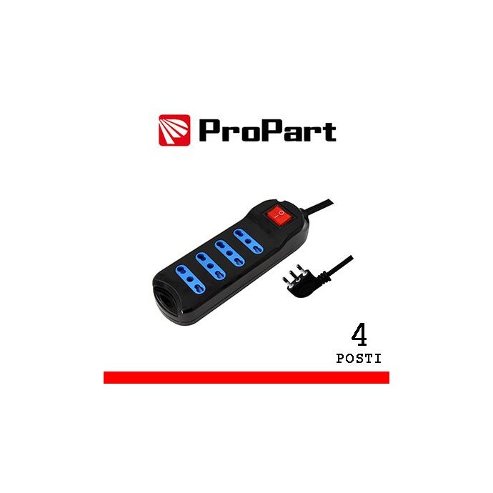 Multipresa 4pos bipasso spina16A +interr. nera Multipresa 4pos bipasso spina16A +interr. nera
