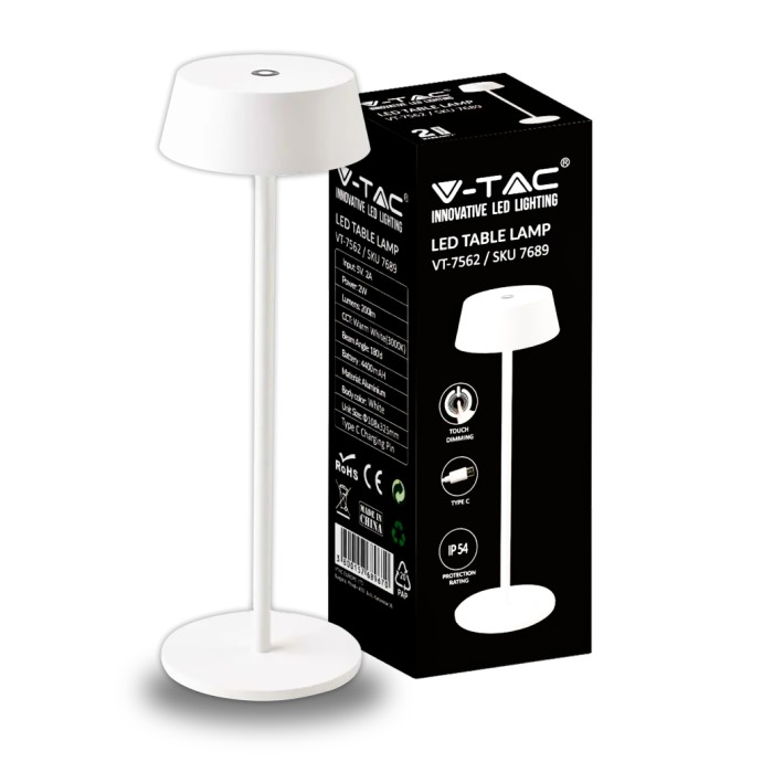 LED 2W Table Lamp 3000K White Body IP54 LED 2W Table Lamp 3000K White Body IP54