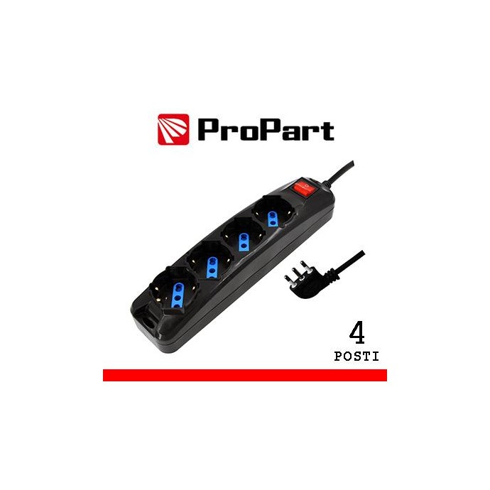 Multipresa 4pos bipasso/schuko spina16A +interr. nera Multipresa 4pos bipasso/schuko spina16A +interr. nera