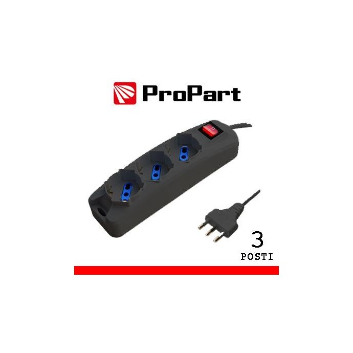 Multipresa 3pos bipasso/schuko spina16A +interr. NERA Multipresa 3pos bipasso/schuko spina16A +interr. NERA