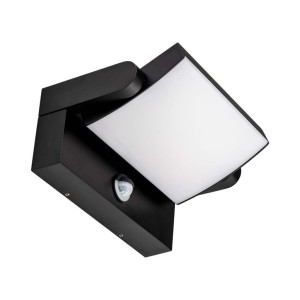 17W LED Wall Light with Sensor 4000K Black Body IP65