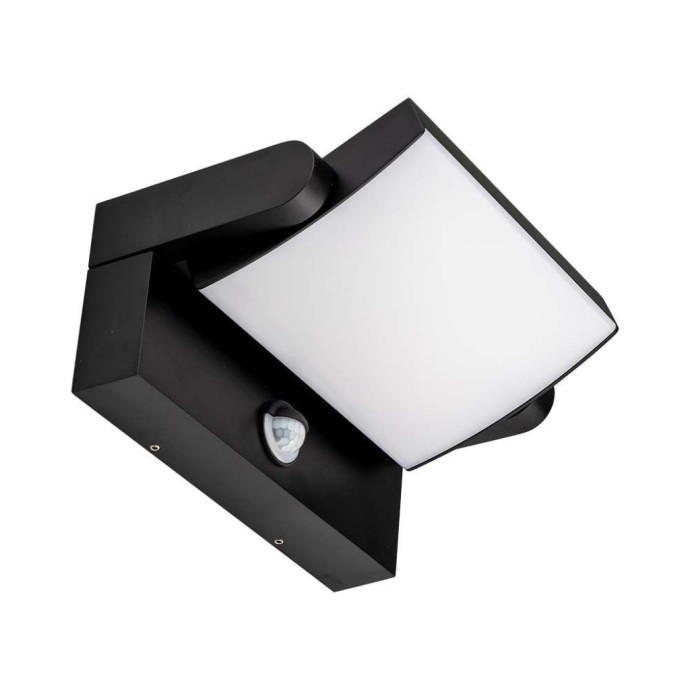 17W LED Wall Light with Sensor 4000K Black Body IP65